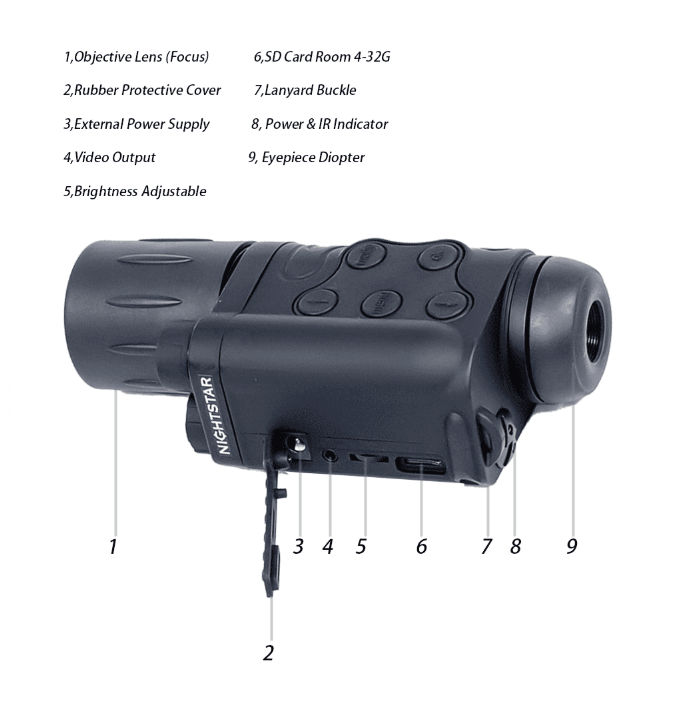 NightStar 4X42F Digital Night Vision Infrared Monocular Telescope Nightstar Optics - NS41442FVR